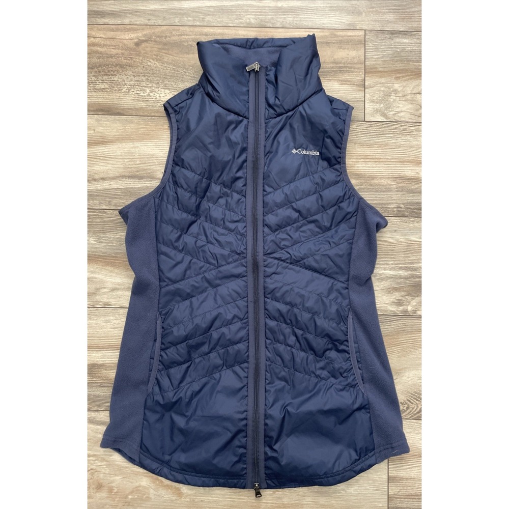 Columbia Womens Navy Powder Lite Hybrid Quilted Fleece Puffer Vest AK0963 L